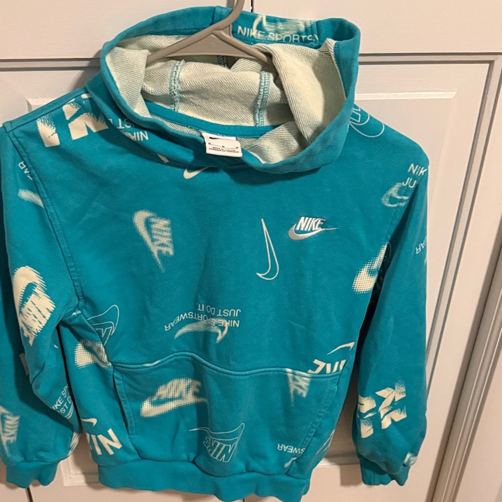 Nike youth medium Turquoise Hoodie with White Accents